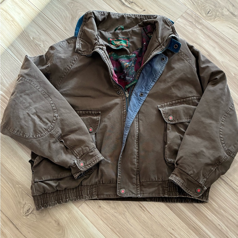 Men's Brown Canvas Bomber Jacket - Classic Workwear Style